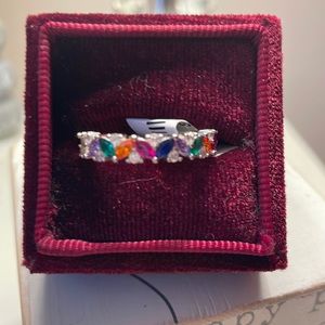 Solid .925 Sterling Silver Nano Stone Multi Color Ring